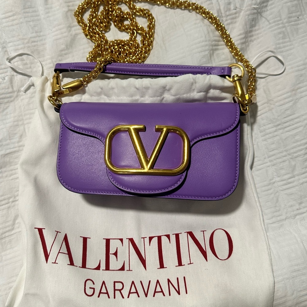 Valentino Garavani Lavender Crossbody Bag with Gold Accents